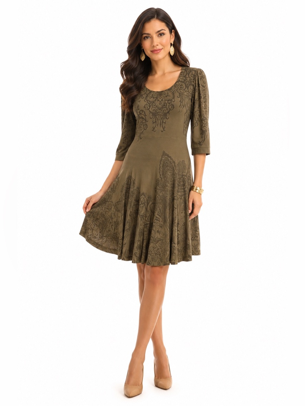 ⭐️ Papillon Blanc ($129) Fit n Flared 3/4 Sleeve Dress - PTP 20